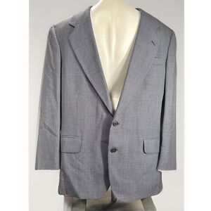 Oscar de‎ la Renta Traveler Worsted Grey Micro Houndstooth Blazer Size 42R